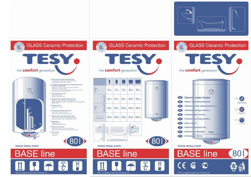 BOILER ELECTRIC TESY PROTECTIE DE STICLA – CERAMICA GCV - 80 Litri